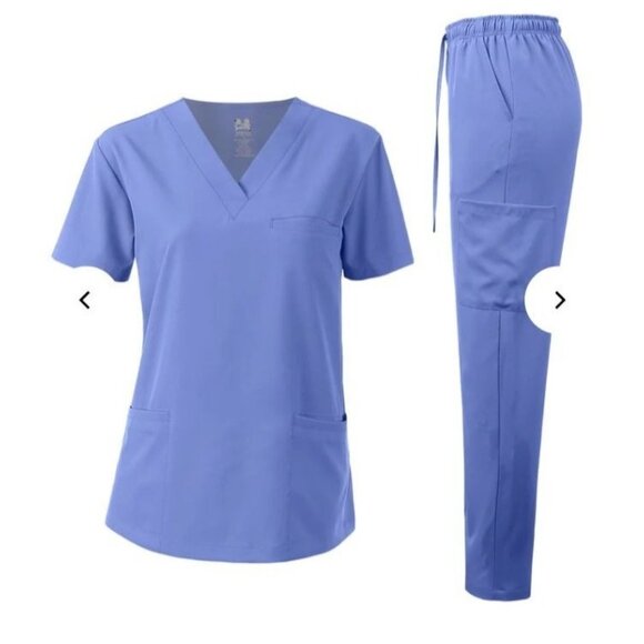 Unisex 4-Way Stretch Medical Uniform Set Size Large Blue By Dagacci - Picture 1 of 3